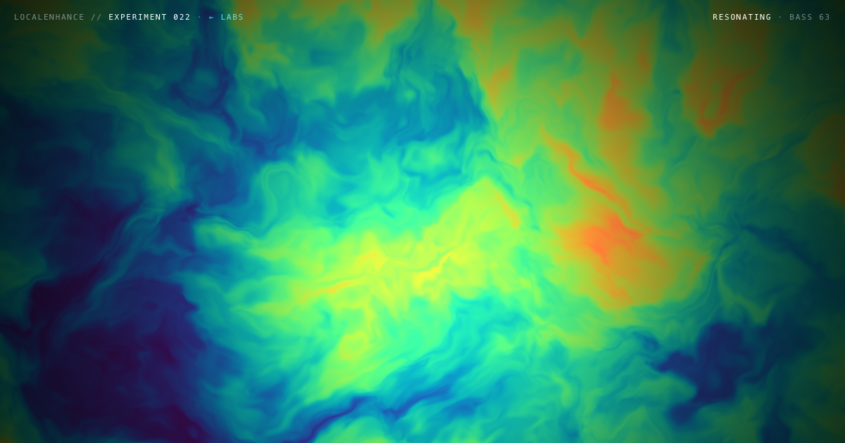 The Frequency — a domain-warped nebula shader reacting to generated audio